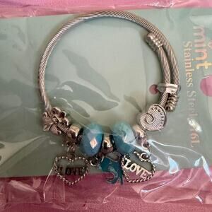 Stainless steel charm bracelet